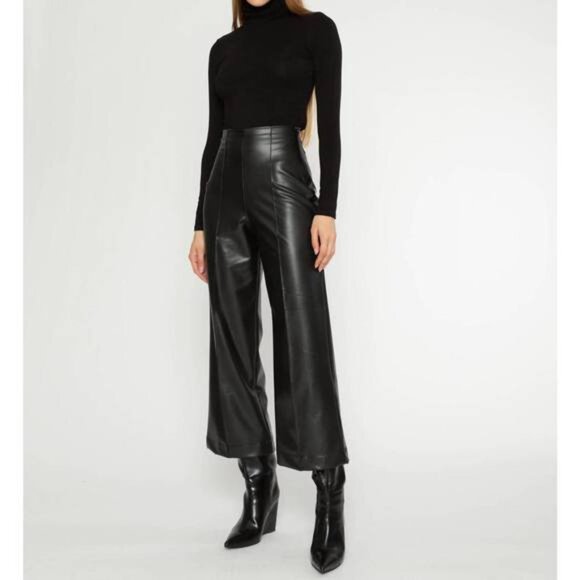 Ripley Rader Pants - NWT Ripley Rader Black Vegan Leather Straight Leg Crop Pants 1 / XS